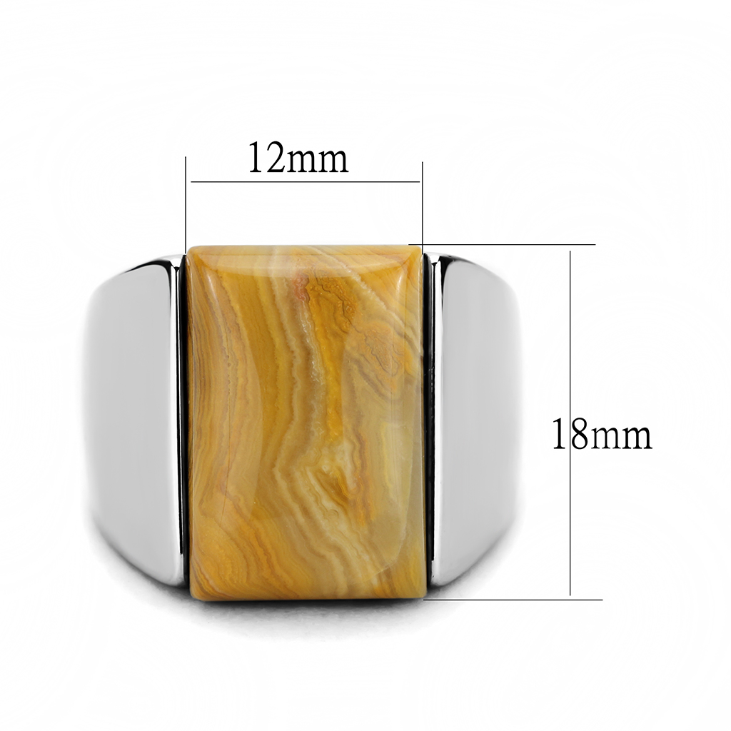 TK947 - Stainless Steel Ring High polished (no plating) Men Semi-Precious Brown