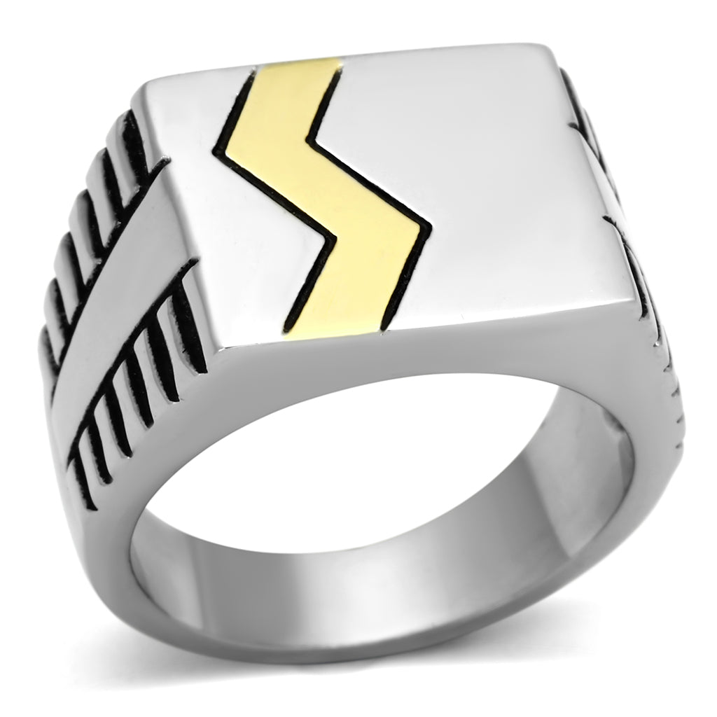 TK950 - Stainless Steel Ring Two-Tone IP Gold (Ion Plating) Men Epoxy Jet