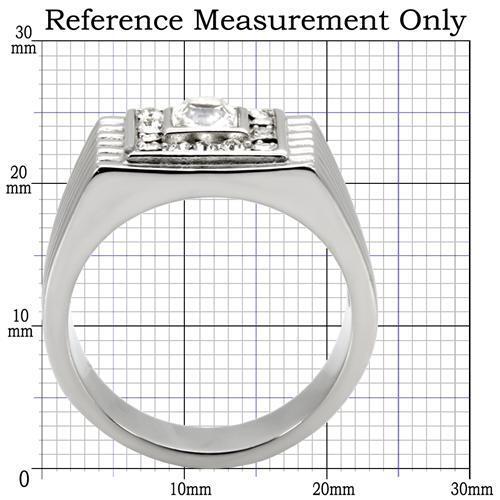 TK95312 - Stainless Steel Ring High polished (no plating) Men Top Grade Crystal Clear