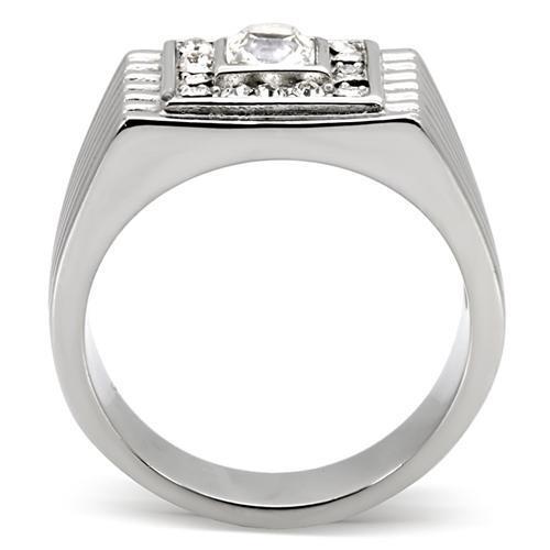 TK95312 - Stainless Steel Ring High polished (no plating) Men Top Grade Crystal Clear