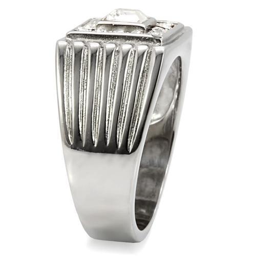 TK95312 - Stainless Steel Ring High polished (no plating) Men Top Grade Crystal Clear