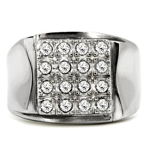 TK95409 - Stainless Steel Ring High polished (no plating) Men Top Grade Crystal Clear