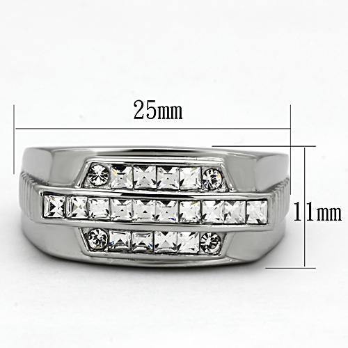 TK956 - Stainless Steel Ring High polished (no plating) Men Top Grade Crystal Clear