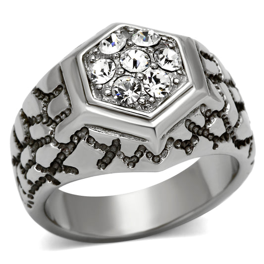 TK960 - Stainless Steel Ring High polished (no plating) Men Top Grade Crystal Clear