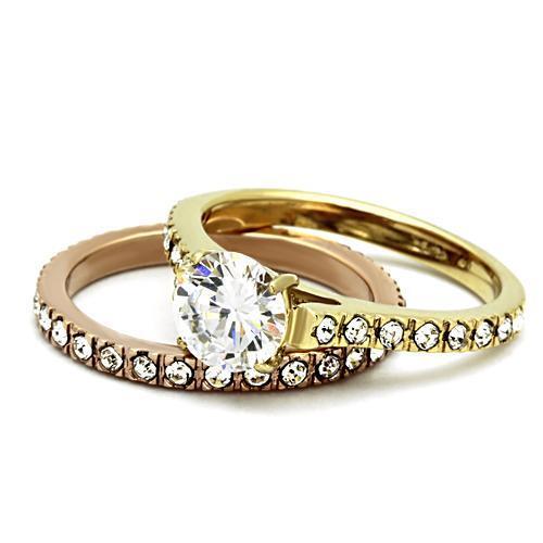 TK968 - Stainless Steel Ring IP Gold & IP Rose Gold (Ion Plating) Women AAA Grade CZ Clear