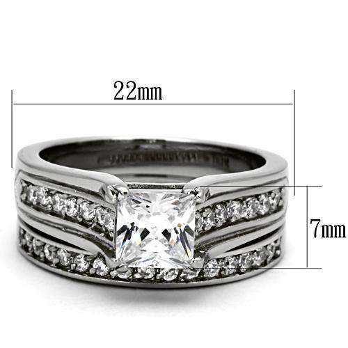 TK969 - Stainless Steel Ring High polished (no plating) Women AAA Grade CZ Clear