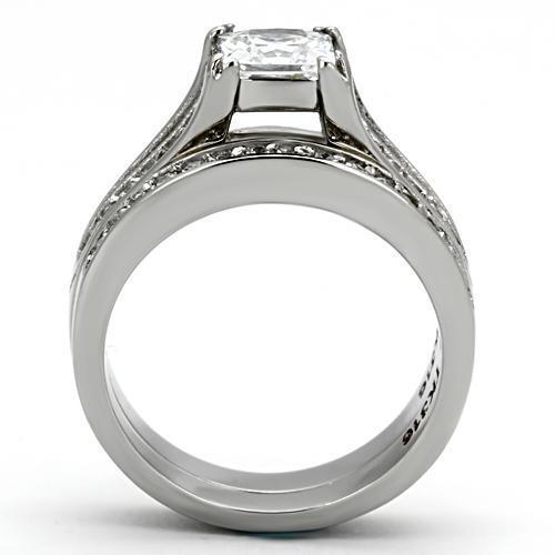 TK969 - Stainless Steel Ring High polished (no plating) Women AAA Grade CZ Clear