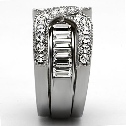 TK970 - Stainless Steel Ring High polished (no plating) Women Top Grade Crystal Clear