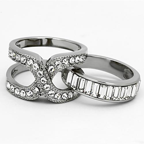 TK970 - Stainless Steel Ring High polished (no plating) Women Top Grade Crystal Clear