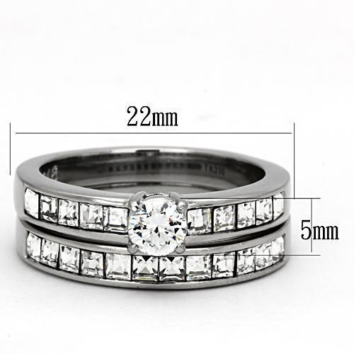 TK972 - Stainless Steel Ring High polished (no plating) Women AAA Grade CZ Clear