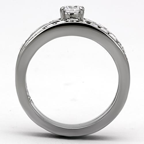 TK972 - Stainless Steel Ring High polished (no plating) Women AAA Grade CZ Clear