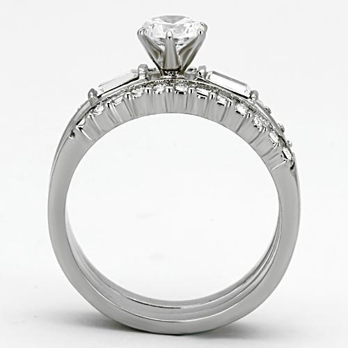 TK973 - Stainless Steel Ring High polished (no plating) Women AAA Grade CZ Clear