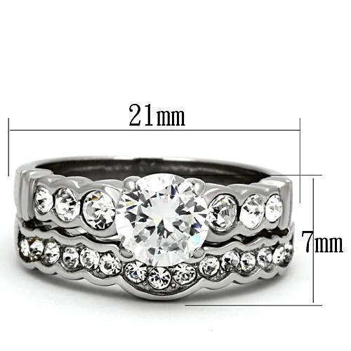 TK974 - Stainless Steel Ring High polished (no plating) Women AAA Grade CZ Clear