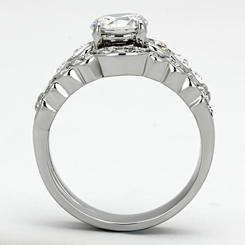 TK974 - Stainless Steel Ring High polished (no plating) Women AAA Grade CZ Clear