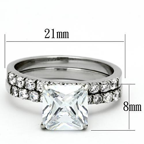 TK975 - Stainless Steel Ring High polished (no plating) Women AAA Grade CZ Clear