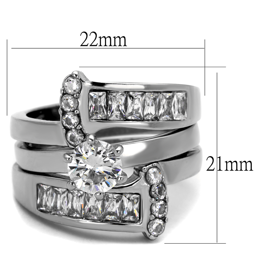 TK976 - Stainless Steel Ring High polished (no plating) Women AAA Grade CZ Clear