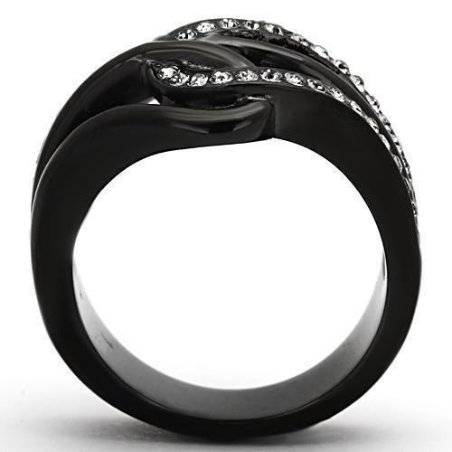 TK978 - Stainless Steel Ring IP Black(Ion Plating) Women Top Grade Crystal Black Diamond