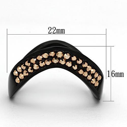 TK982 - Stainless Steel Ring IP Black(Ion Plating) Women Top Grade Crystal Metallic Light Gold