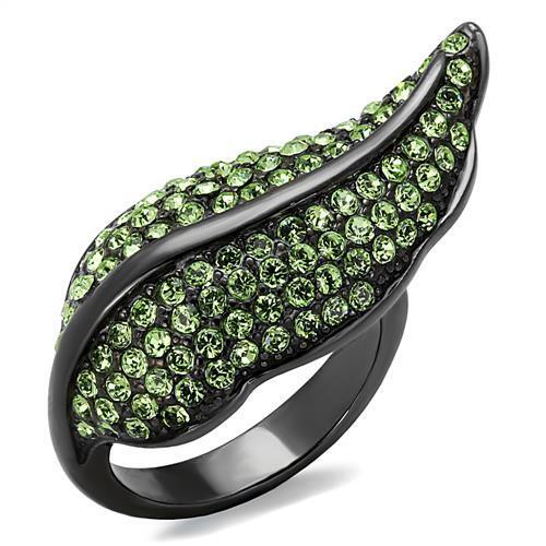 TK985LJ - Stainless Steel Ring IP Light Black  (IP Gun) Women Top Grade Crystal Peridot