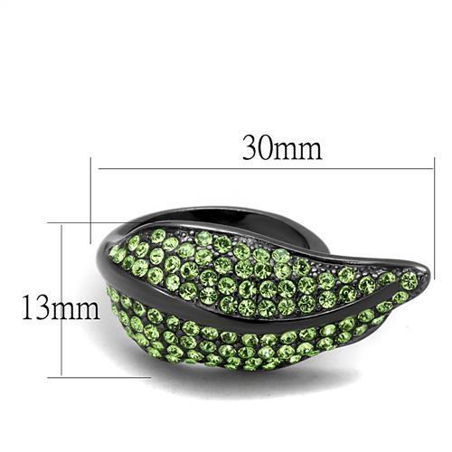 TK985LJ - Stainless Steel Ring IP Light Black  (IP Gun) Women Top Grade Crystal Peridot