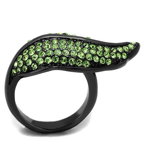 TK985LJ - Stainless Steel Ring IP Light Black  (IP Gun) Women Top Grade Crystal Peridot