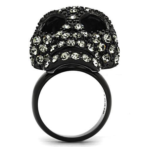 TK992 - Stainless Steel Ring IP Black(Ion Plating) Women Top Grade Crystal Black Diamond