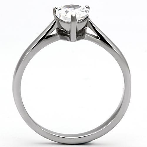 TK994 - Stainless Steel Ring High polished (no plating) Women AAA Grade CZ Clear