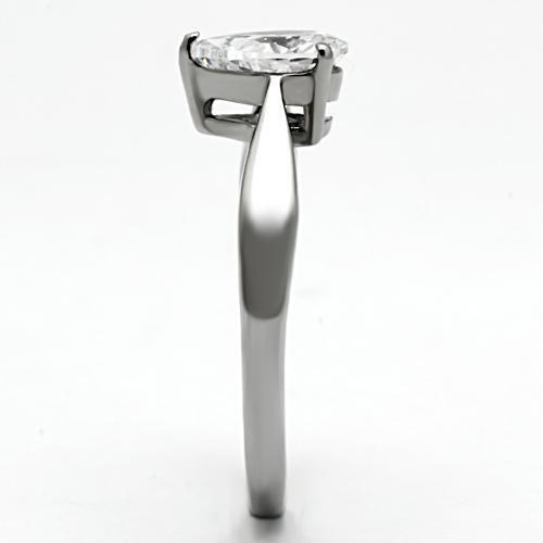 TK994 - Stainless Steel Ring High polished (no plating) Women AAA Grade CZ Clear