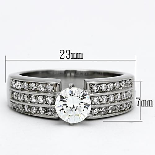 TK997 - Stainless Steel Ring High polished (no plating) Women AAA Grade CZ Clear