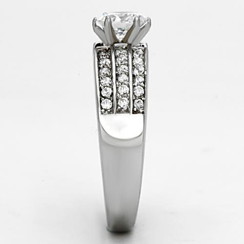 TK997 - Stainless Steel Ring High polished (no plating) Women AAA Grade CZ Clear