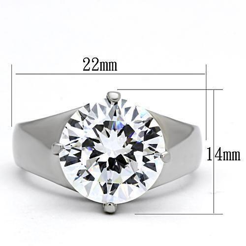 TK999 - Stainless Steel Ring High polished (no plating) Women AAA Grade CZ Clear