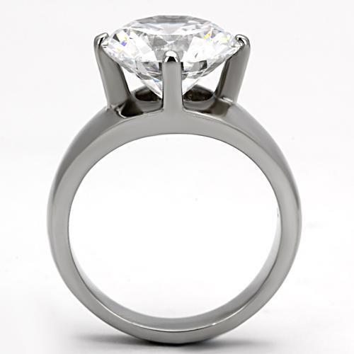 TK999 - Stainless Steel Ring High polished (no plating) Women AAA Grade CZ Clear