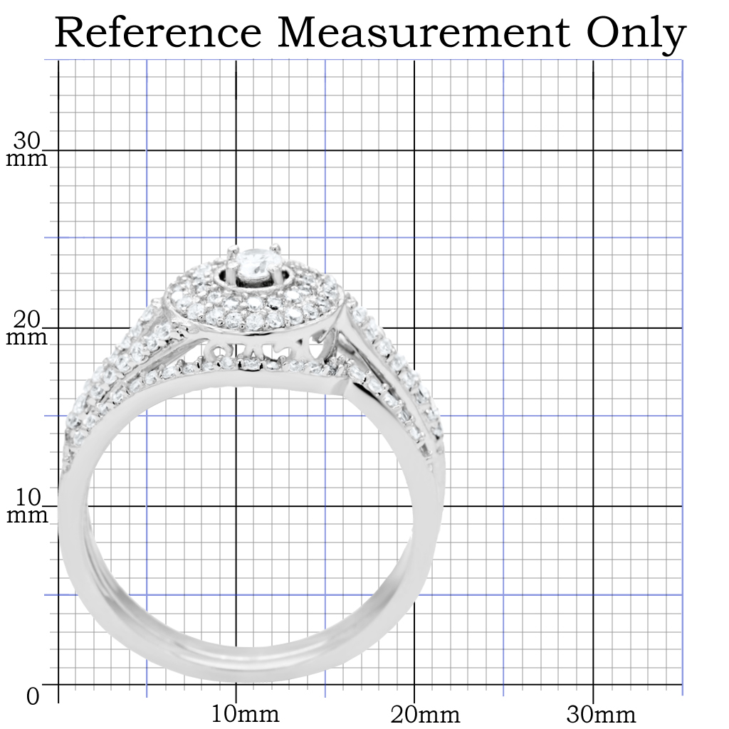 TS001 - 925 Sterling Silver Ring Rhodium Women AAA Grade CZ Clear