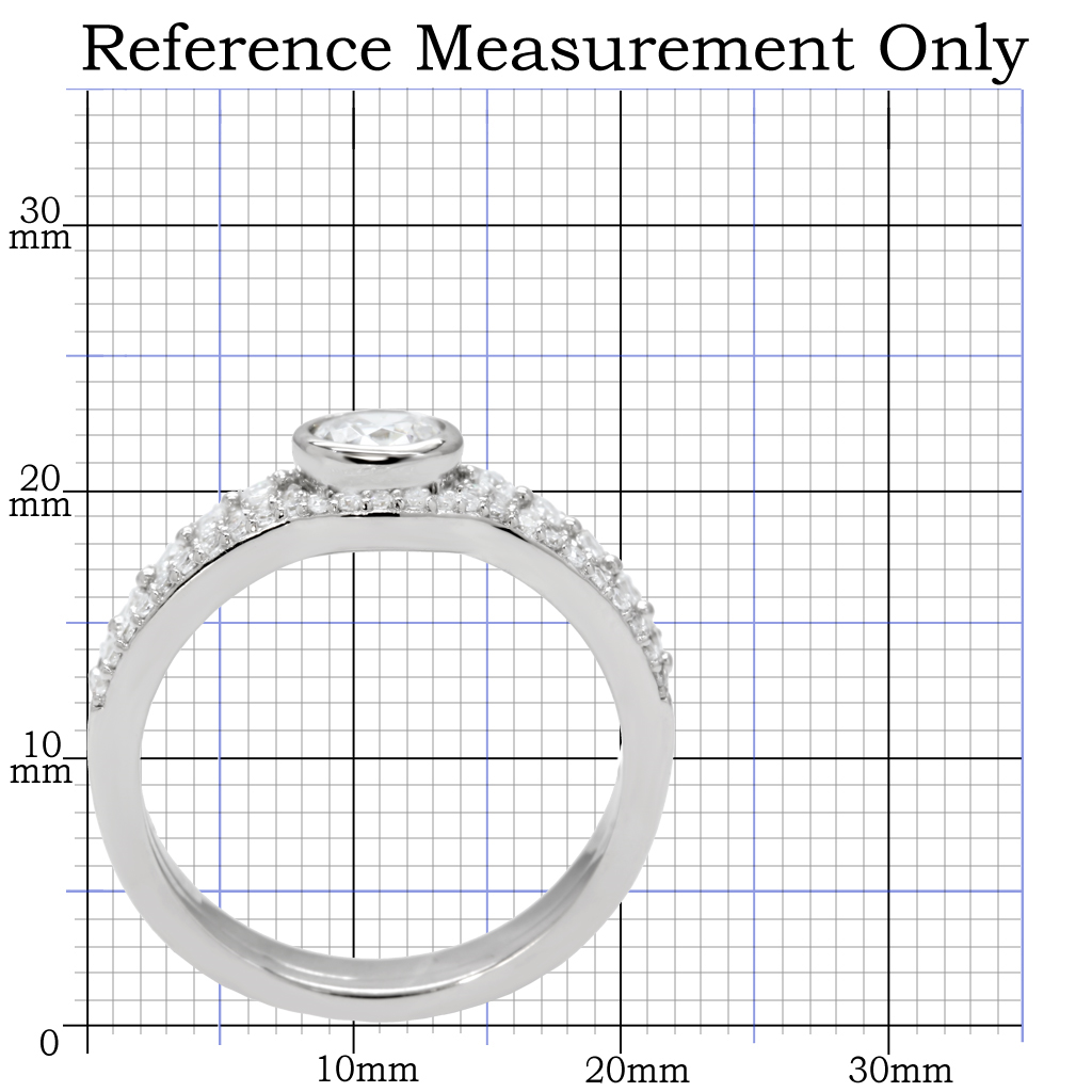 TS005 - 925 Sterling Silver Ring Rhodium Women AAA Grade CZ Clear