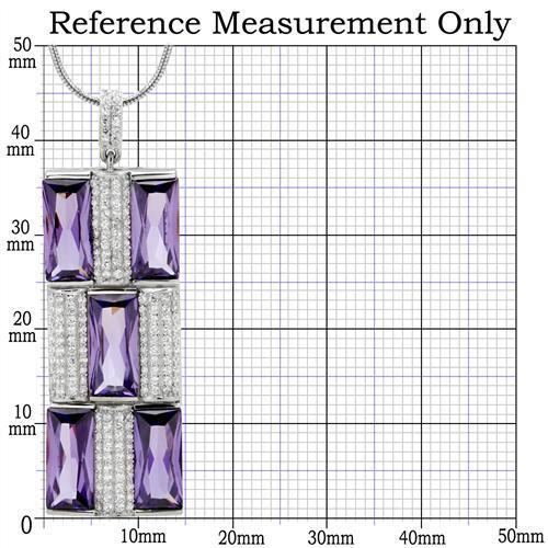 TS026 - 925 Sterling Silver Chain Pendant Rhodium Women AAA Grade CZ Amethyst