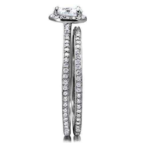 TS028 - 925 Sterling Silver Ring Rhodium Women AAA Grade CZ Clear