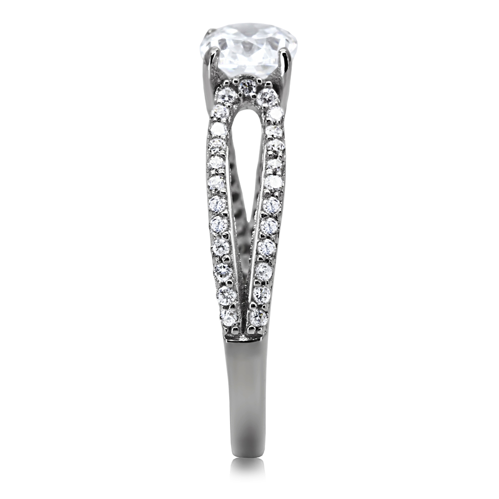 TS029 - 925 Sterling Silver Ring Rhodium Women AAA Grade CZ Clear