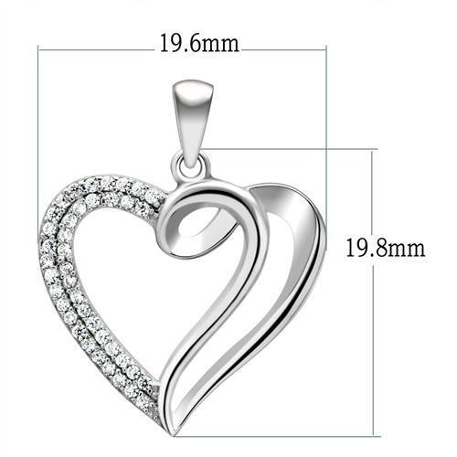 TS035 - 925 Sterling Silver Necklace Rhodium Women AAA Grade CZ Clear