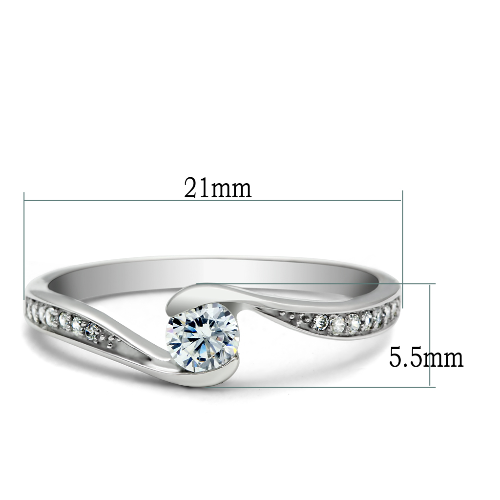 TS041 - 925 Sterling Silver Ring Rhodium Women AAA Grade CZ Clear