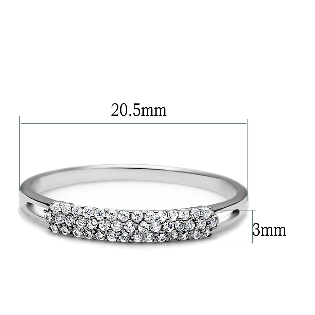 TS043 - 925 Sterling Silver Ring Rhodium Women AAA Grade CZ Clear