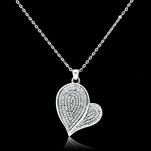 TS048 - 925 Sterling Silver Chain Pendant Rhodium Women AAA Grade CZ Clear