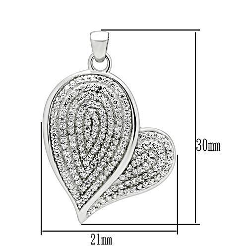 TS048 - 925 Sterling Silver Chain Pendant Rhodium Women AAA Grade CZ Clear