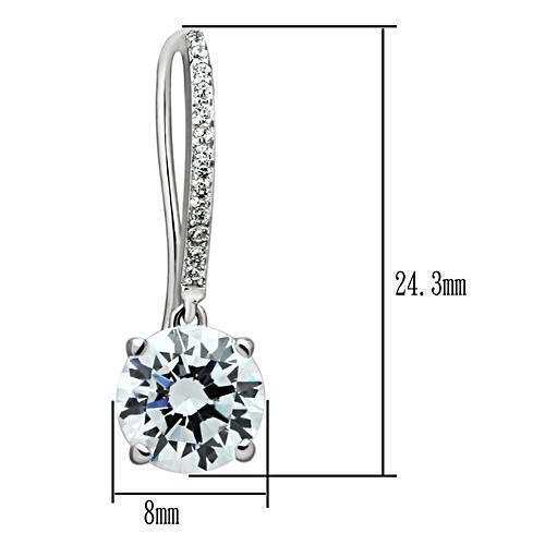 TS052 - 925 Sterling Silver Earrings Rhodium Women AAA Grade CZ Clear