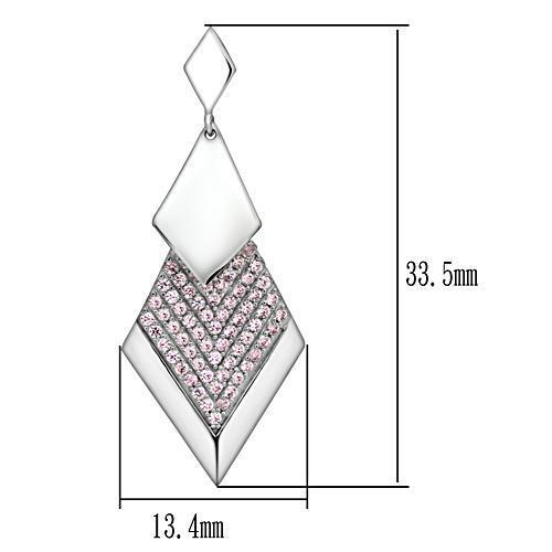 TS053 - 925 Sterling Silver Earrings Rhodium Women AAA Grade CZ Rose