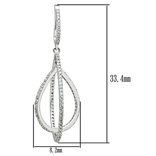 TS055 - 925 Sterling Silver Earrings Rhodium Women AAA Grade CZ Clear