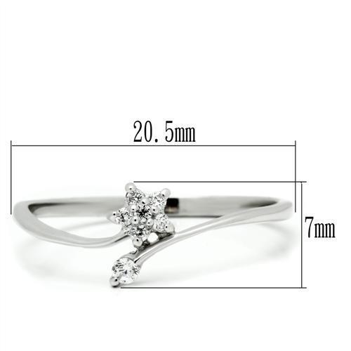 TS056 - 925 Sterling Silver Ring Rhodium Women AAA Grade CZ Clear