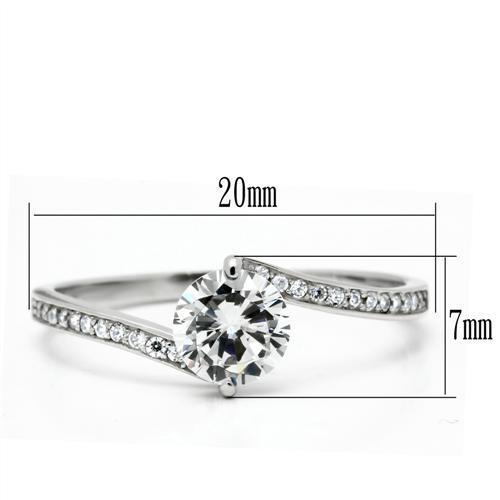 TS057 - 925 Sterling Silver Ring Rhodium Women AAA Grade CZ Clear