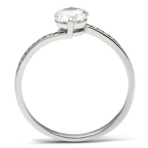 TS057 - 925 Sterling Silver Ring Rhodium Women AAA Grade CZ Clear