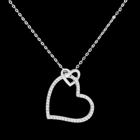 TS060 - 925 Sterling Silver Necklace Rhodium Women AAA Grade CZ Clear