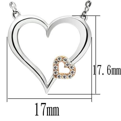 TS061 - 925 Sterling Silver Necklace Rose Gold + Rhodium Women AAA Grade CZ Clear